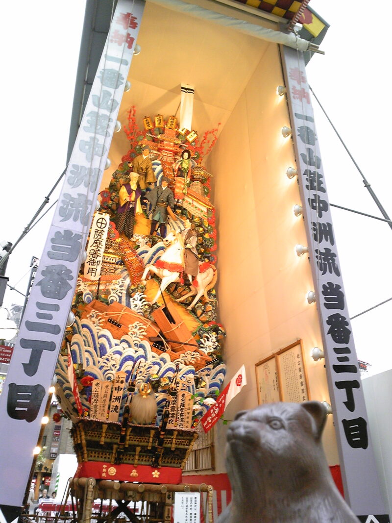 博多祇園山笠 1番 飾り山笠 中洲流 見送り標題「老公薩摩霽濡衣 2010年7月